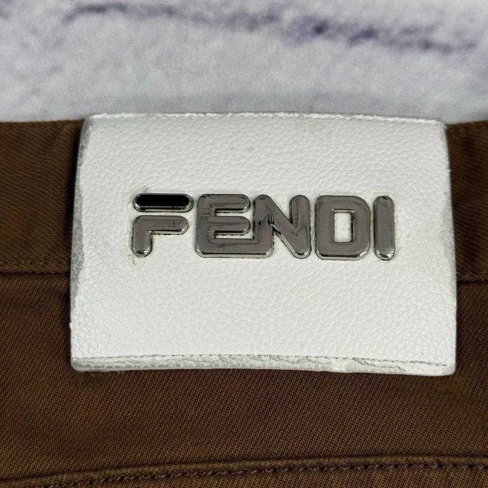Authentic Fendi Roma Brown Slim Fit Stretch Pants‎ 34x31